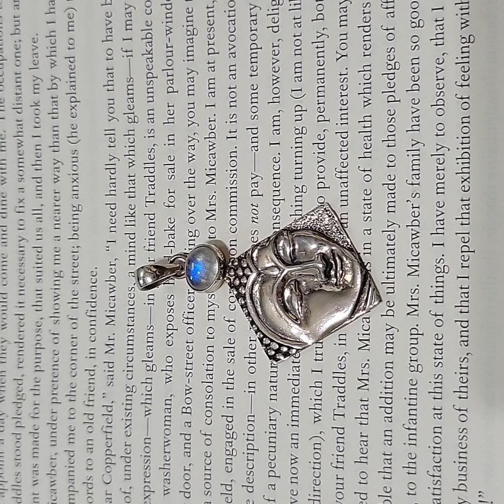 Sterling silver moonstone Buddha pendant